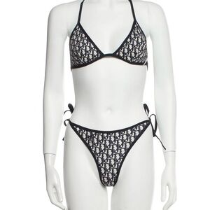 Dior Black and White Monogram Bikini Set